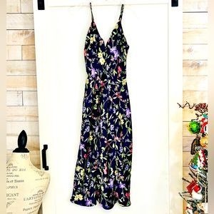 Vintage Morgan Taylor navy floral print slip dress